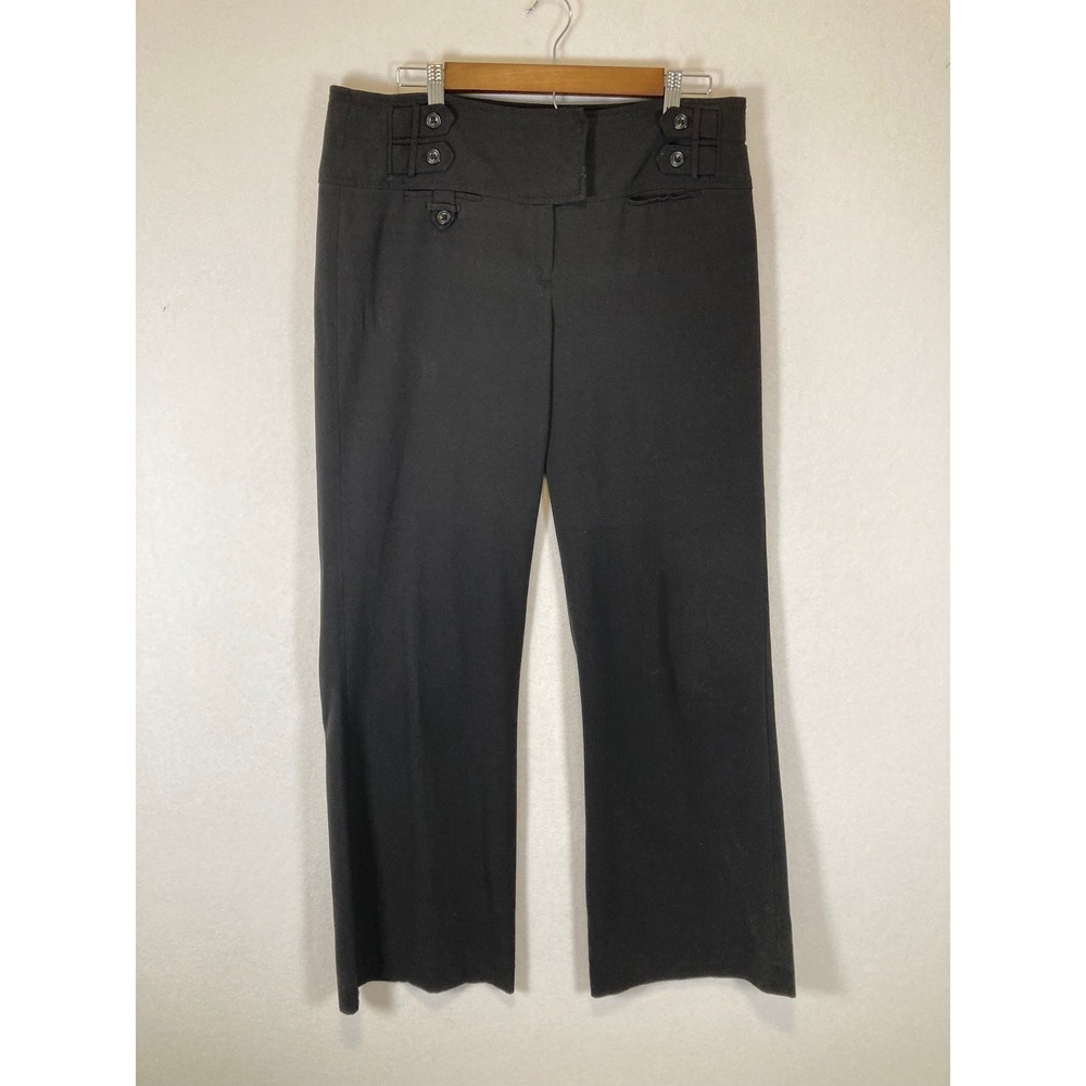 Dark Academia‎ Larry Levine Womens 10 Black Button Detail Stretch Dress Pants